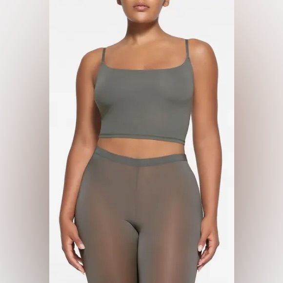 SKIMS NWT Fits Everybody Cropped Cami Top Bralette Size XXS Gunmetal Gray Straps - Picture 7 of 8